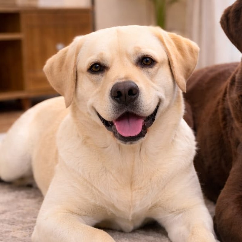 Magnum, the cream labrador therapy dog